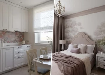 44 m2-es, kétszobás otthon modern klasszikus stílusban, provence-i részletekkel