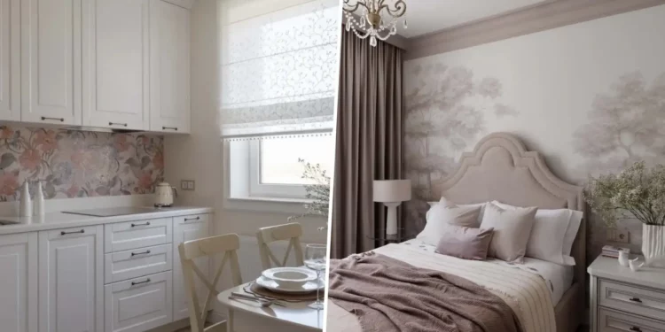 44 m2-es, kétszobás otthon modern klasszikus stílusban, provence-i részletekkel