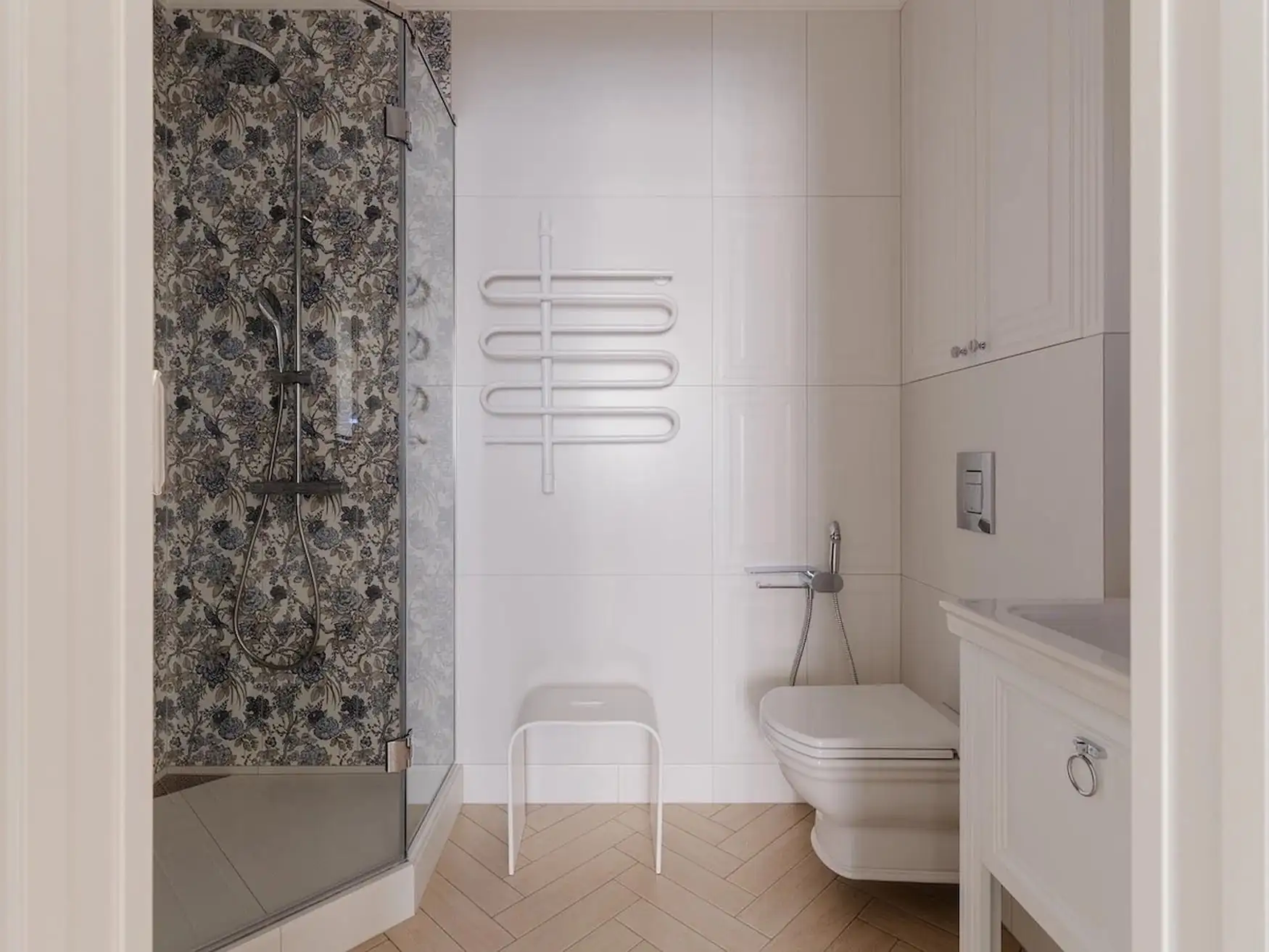 44 m2-es, kétszobás otthon modern klasszikus stílusban, provence-i részletekkel