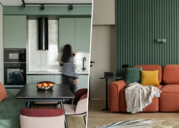 Zöld, terrakotta és okker árnyalatok egy 63 m2-es lakásban