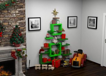 NovoQ polcból ötletes karácsonyfa a gyerekszobába