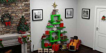 NovoQ polcból ötletes karácsonyfa a gyerekszobába