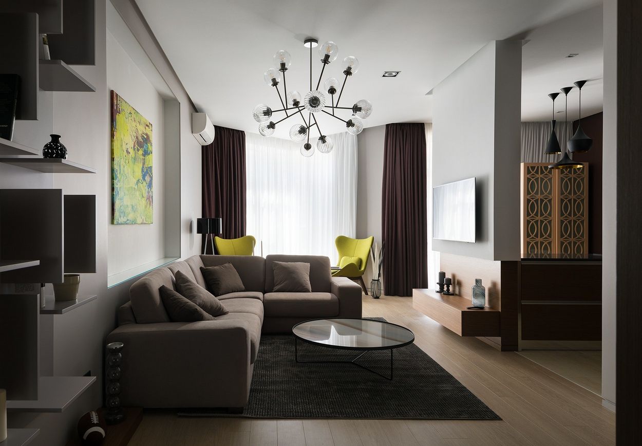 Holisztikus színválasztás és lakberendezés egy 103m2-es háromszobás lakásban - meleg barna, élénk zöld, szürke, sárga, kék árnyalatok Holisztikus színválasztás és lakberendezés egy 103m2-es háromszobás lakásban - meleg barna, élénk zöld, szürke, sárga, kék árnyalatok