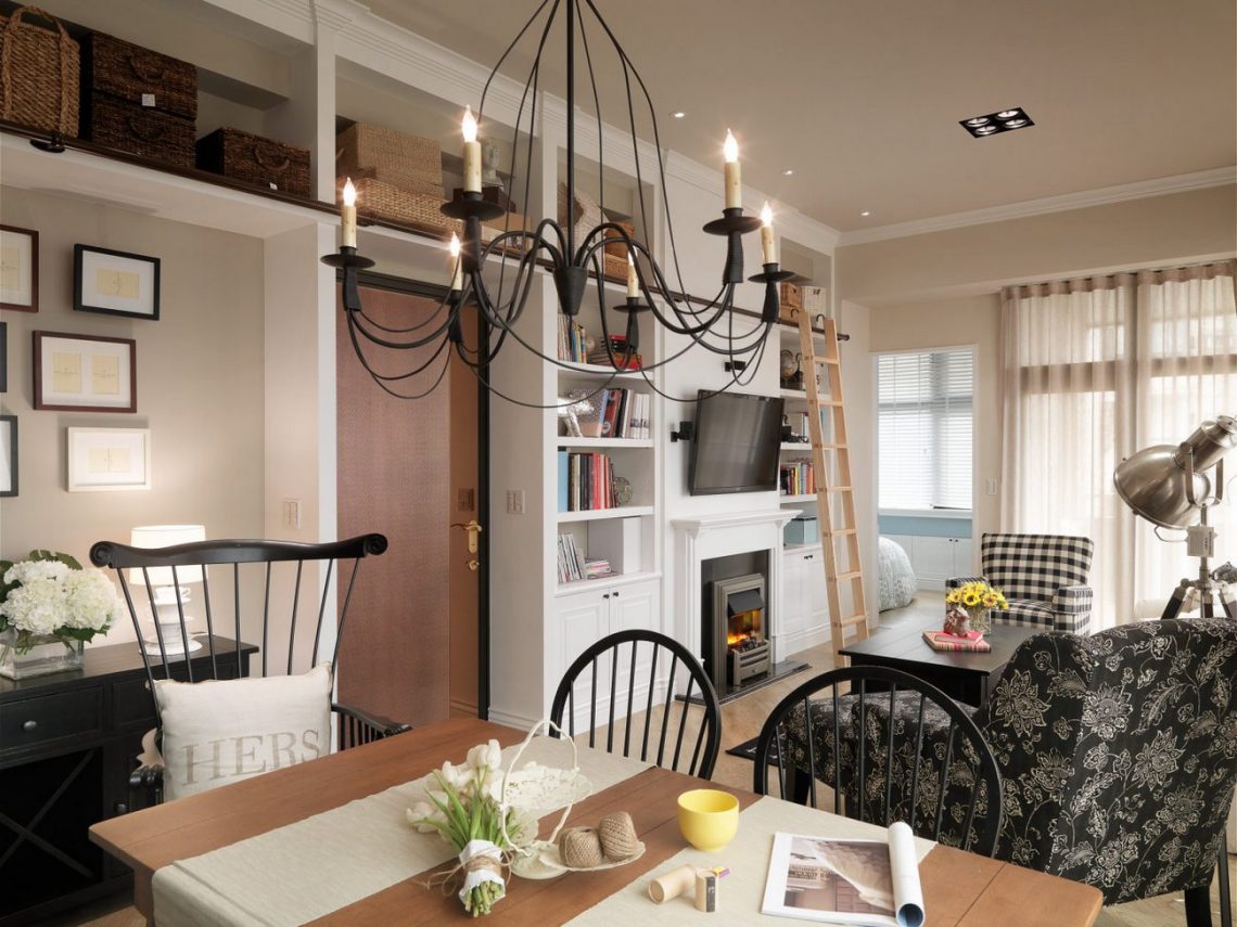 Kellemes színekkel és textilekkel, változatos anyagokkal, amerikai stílusban berendezett lakás