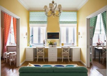 Színek és textúrák remek kombinációja, gyönyörű előszoba - 130nm-es lakás eklektikus lakberendezéssel