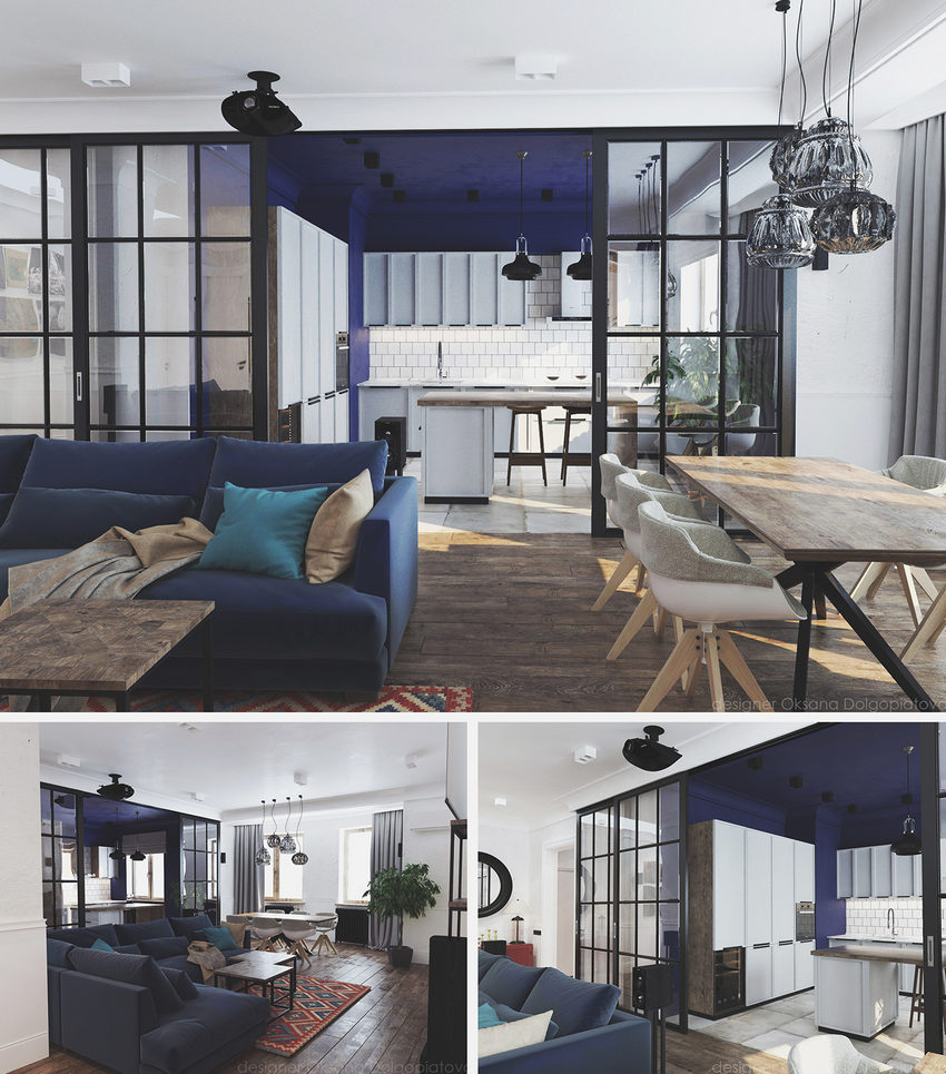 Elegáns, nagy lakás - élénk és mély színárnyalatok minden helyiségben - látványterv