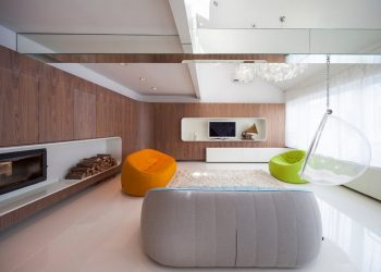 Modern lakás tetőterasszal a VI. kerületben - lágyított sarkok, dinamikus formák