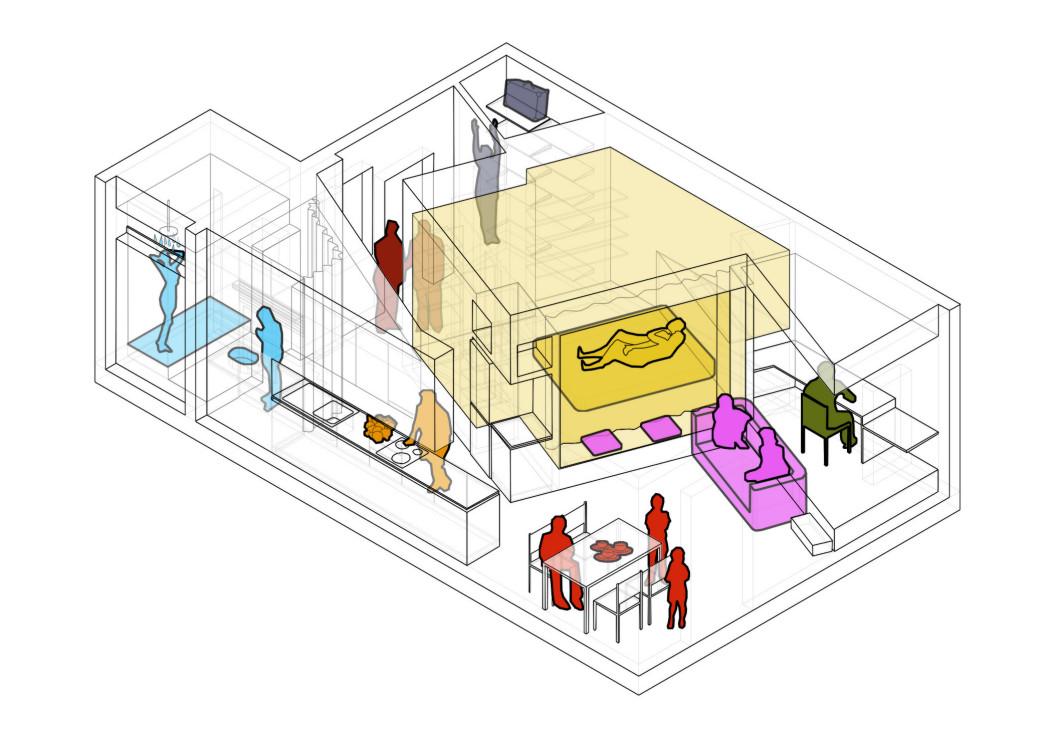 Hálószoba a középpontban - érdekes elrendezés egy 48nm-es lakásban Hálószoba a középpontban - érdekes elrendezés egy 48nm-es lakásban