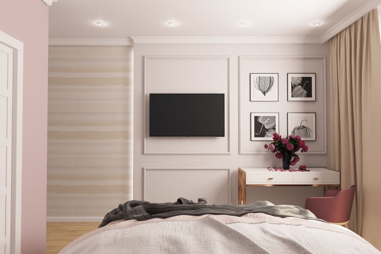 Rózsaszín, szürke és fa felületek harmóniája egy fiatal lánynak tervezett 51m2-es lakásban Rózsaszín, szürke és fa felületek harmóniája egy fiatal lánynak tervezett 51m2-es lakásban