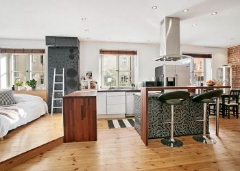 Teljesen nyitott tér egy 52nm-es lakásban - lakberendezés a társasági életre tervezve