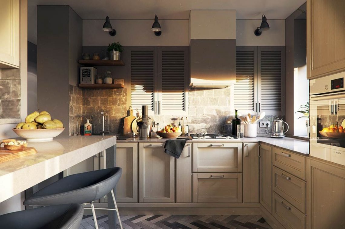 Konyha a lakás központjában - fiatal pár kétszobás 52m2-es otthona, igényes, szép részletekkel, érdekes textúrákkal és színekkel, tárolóval