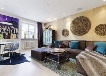 Modern 52nm-es lakás meleg árnyalatokkal, látványos kiegészítőkkel, ázsiai inspirációval