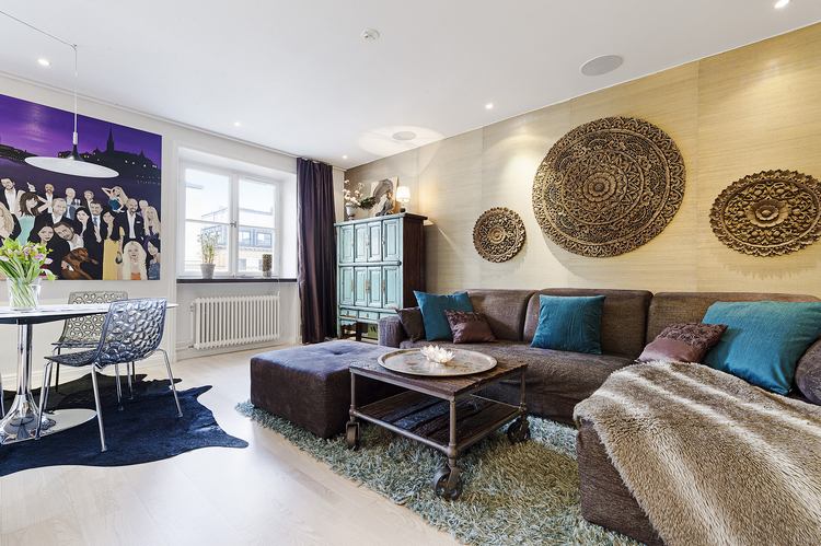 Modern 52nm-es lakás meleg árnyalatokkal, látványos kiegészítőkkel, ázsiai inspirációval