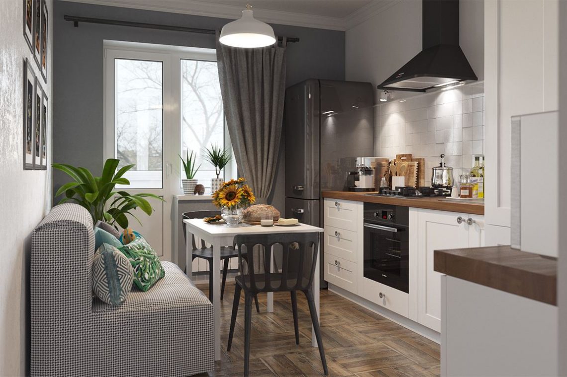 51m2, keskeny alaprajz - egyszobás lakás optimális berendezése IKEA bútorokkal - skandináv lakberendezés semleges színpalettával