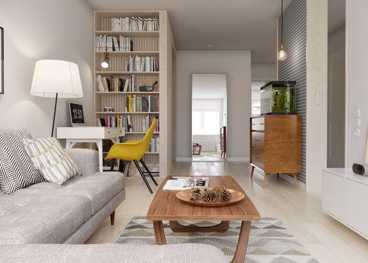 Egy fiatal pár 60m2-es lakása - geometriai minták, világos fa elemek, skandináv hangulat