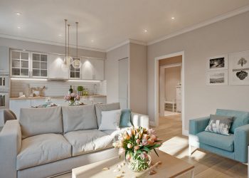 Nyugodt, lágy pasztellszínek 65m2-es lakásban - fehér, bézs és szürke árnyalatok egy csipetnyi türkizzel, természetes anyagokkal