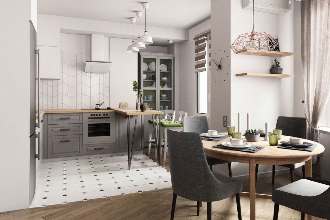 Újépítésű 67m2-es lakás köríves külső fallal - nehezen berendezhető tér kialakítása, világos berendezés szürke-bézs színpalettával