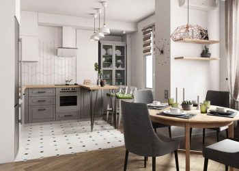 Újépítésű 67m2-es lakás köríves külső fallal - nehezen berendezhető tér kialakítása, világos berendezés szürke-bézs színpalettával