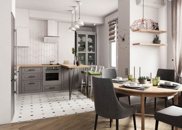 Újépítésű 67m2-es lakás köríves külső fallal - nehezen berendezhető tér kialakítása, világos berendezés szürke-bézs színpalettával