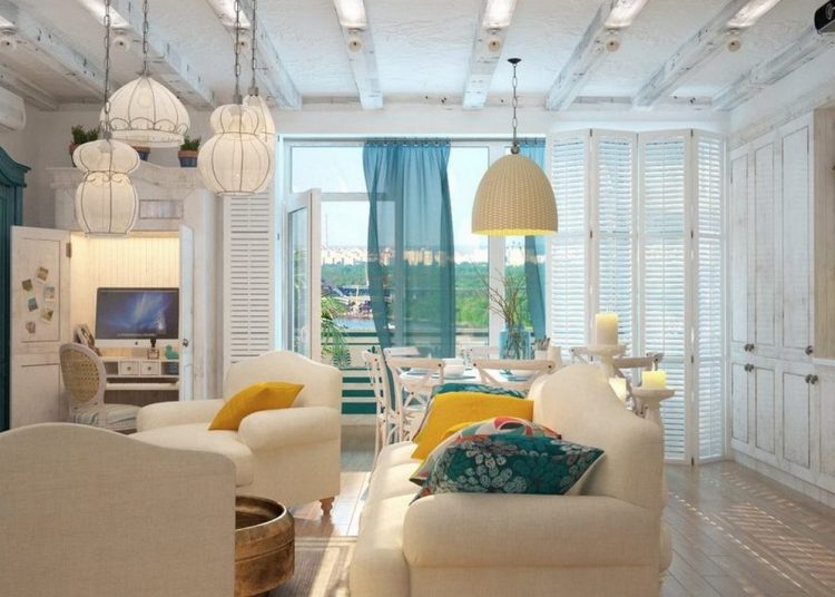 A görög szigetek hangulata és mediterrán stílusa egy 70m2-es, háromszobás lakásban