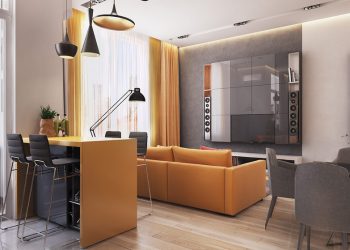 Kellemes sárga árnyalatok a színpaletta meghatározó elemei egy 73m2-es modern lakásban