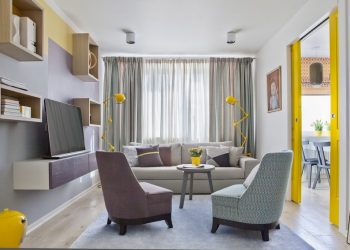 Tavaszi, napfényes hangulat élénksárga kiegészítőkkel, konyhával - 73m2-es lakás kellemes színekkel