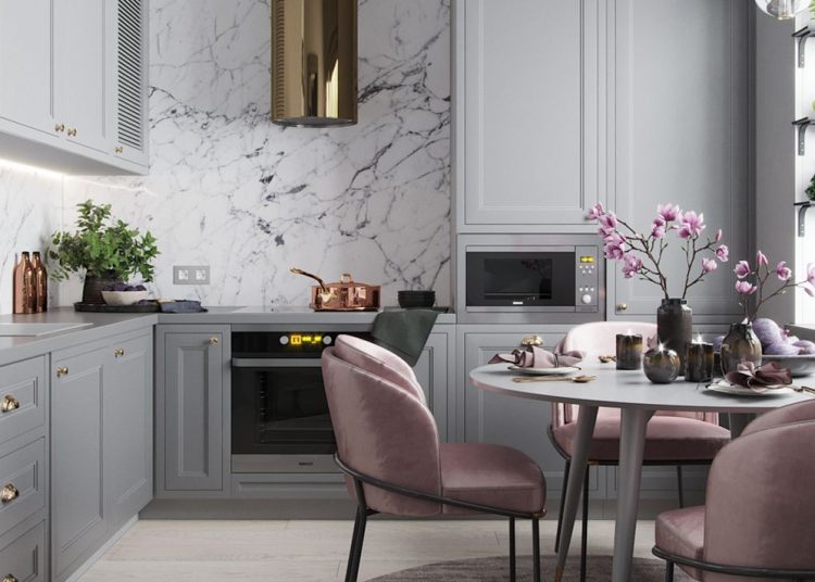 Divatos rózsaszín, szürke, zöld, arany, réz színárnyalatok egy 77m2-es háromszobás lakásban - gyerekszobával