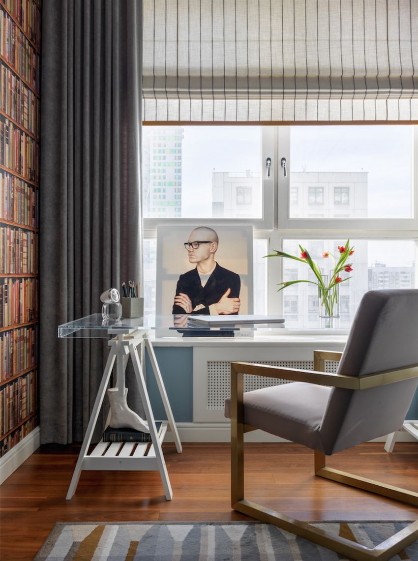 Új elrendezés a konyha áthelyezésével egy fiatal pár 77m2-es lakásában - praktikusabb élettér, stílusos berendezés, rejtett ajtók