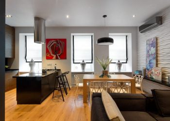 80m2-es lakás gyerekszobával - kontrasztos dekoráció, sötét, világos és fa felületekkel