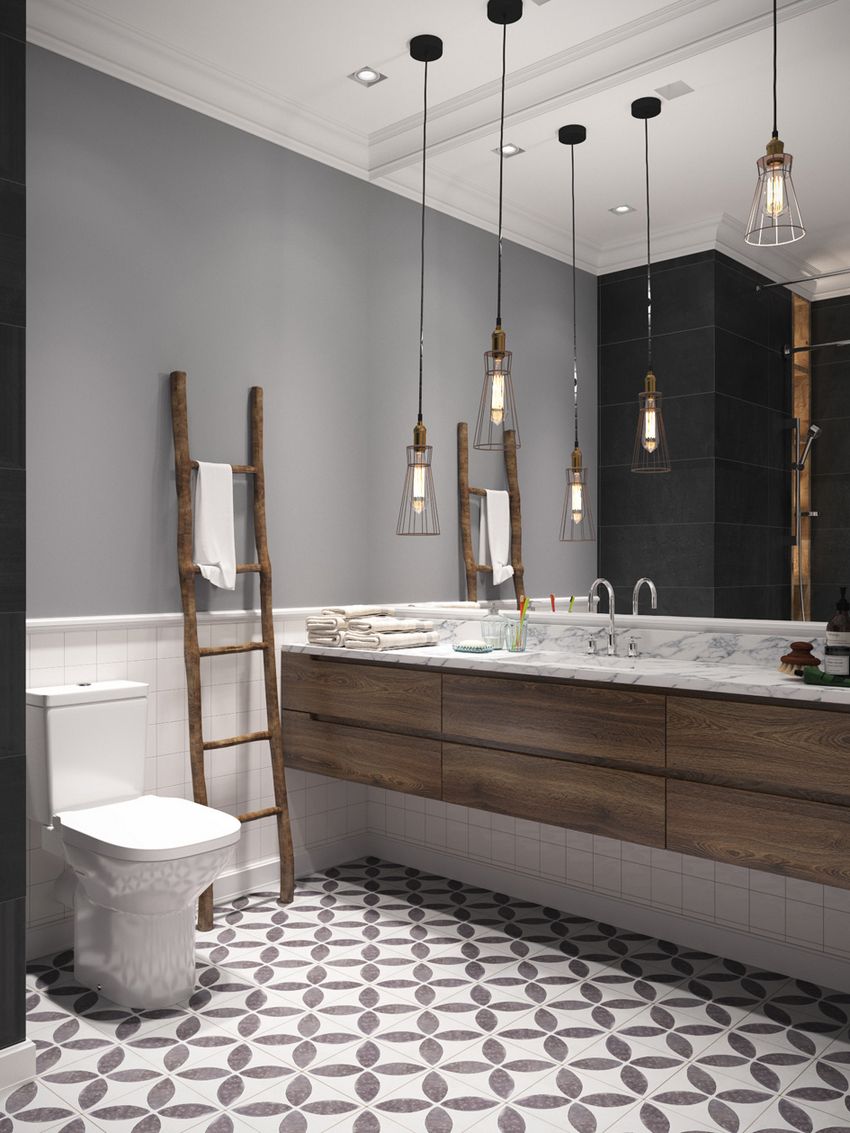 Szép kék, szürke, fehér színek harmóniája egy természetes és elegáns 97m2-es kétszintes lakásban