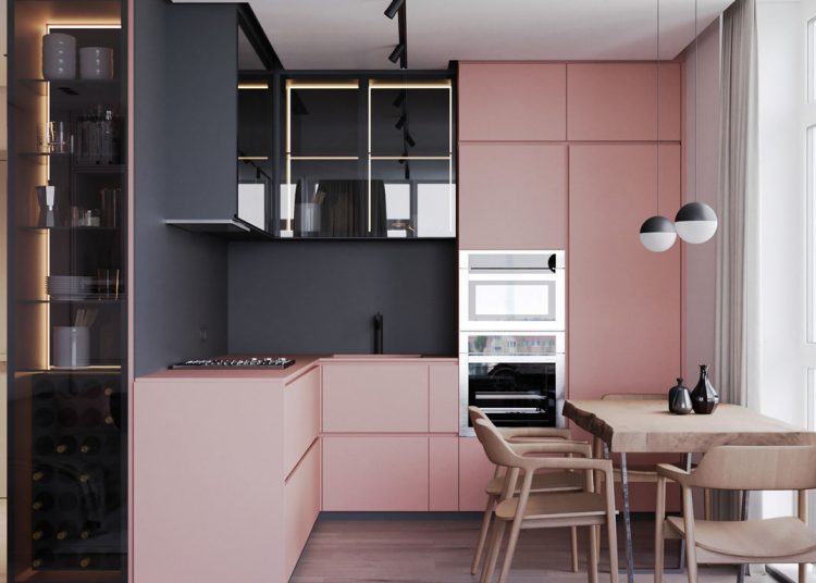 Látványos példa egy lakásban szürke és kellemes rózsaszín párosítására - stílusos és egyedi kombinációk minden helyiségben