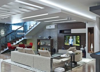 Modern ház kreatívan és részletesen megtervezett belső terei