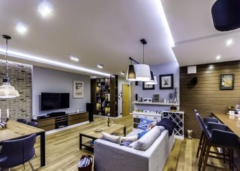 Ötletek nyitott közösségi tér, nagy nappali berendezéséhez - példa egy modern lakásból - Studio Forma