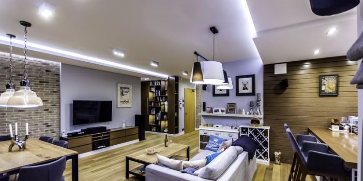 Ötletek nyitott közösségi tér, nagy nappali berendezéséhez - példa egy modern lakásból - Studio Forma