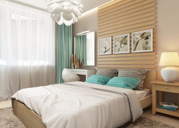 Színes dekoráció ötletek egy kétszobás lakásban - kék, lila, zöld, sárga