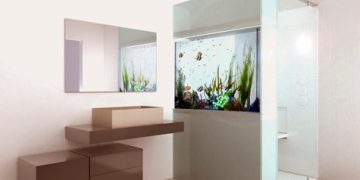Zuhanyfülke és akvárium egybeépítve a Cesana-tól - Plano Acquario
