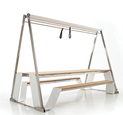 Egyedi kerti asztalok integrált napernyővel Egyedi kerti asztalok integrált napernyővel