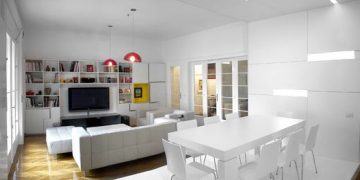 Modern lakás fehérben - dinamikus térszervezés egyedi bútorokkal 1