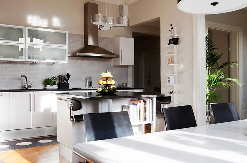 Nagy konyha és étkező a lakás központjában - stílusos, modern 79nm-es otthon