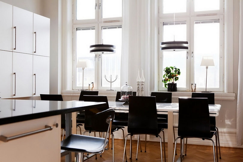 Nagy konyha és étkező a lakás központjában - stílusos, modern 79nm-es otthon