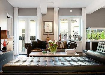 Sötét tölgyfa padló, bőrbútorok, szép konyha - 77nm-es jól megtervezett, elegáns lakás 1