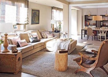 Otthonos lakberendezés, természetes hangulatú dekoráció egy kellemes, tágas lakásban 1