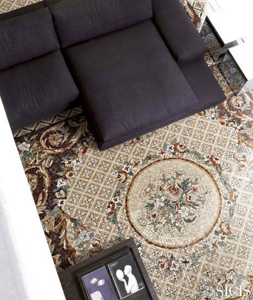 Luxus mozaik csempe szőnyeg a barokk romanticizmus jegyében - SICIS mozaikok