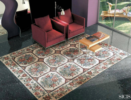 Luxus mozaik csempe szőnyeg a barokk romanticizmus jegyében - SICIS mozaikok