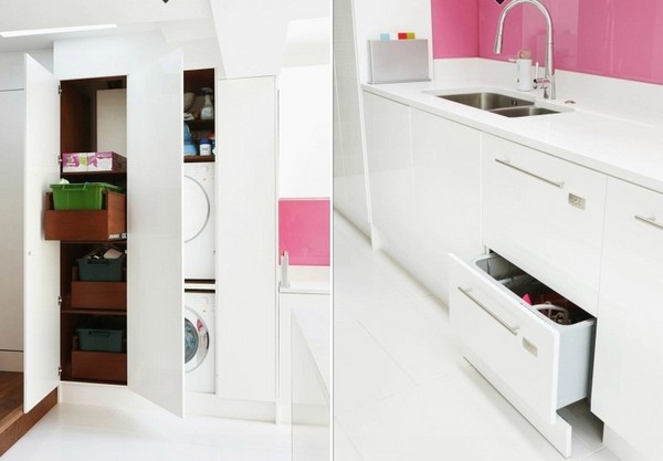 Modern konyha design pink dekorációval - ízlésesen kialakítva