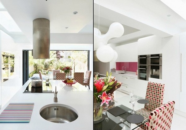 Modern konyha design pink dekorációval - ízlésesen kialakítva