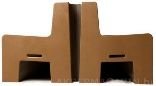 hajlékony és rugalmas, teljes egészében újrahasznosított papírból és hulladék fából készült különleges karton szék