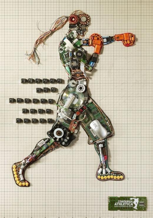 Látványos, kreatív plakátok egy reklámkampányhoz elektronikus hulladékokból