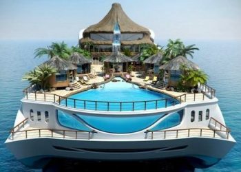 Luxus trópusi yacht sziget koncepció - a megtestesült privát paradicsom