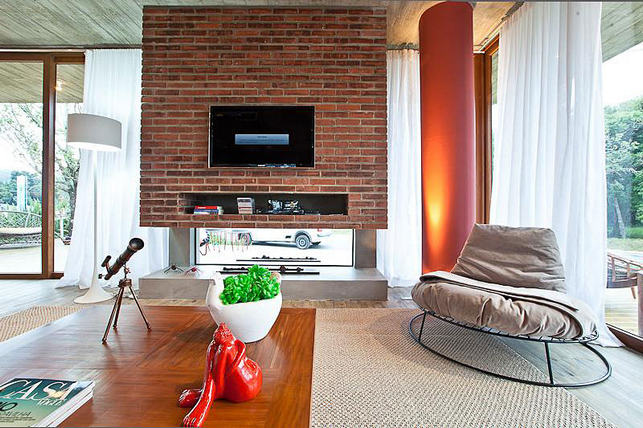 Kétoldalú kandalló design, kültéri és beltéri is egyben, a teraszon és a nappaliban is hangulatos 4